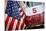 FDNY Truck with American Flag-null-Stretched Canvas