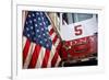 FDNY Truck with American Flag-null-Framed Photo