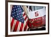 FDNY Truck with American Flag-null-Framed Photo