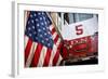 FDNY Truck with American Flag-null-Framed Photo