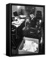 FDR's Secretary of Labor Frances Perkins, Packing Up Souvenirs Including Twine and Box of Letters-Cornell Capa-Framed Stretched Canvas
