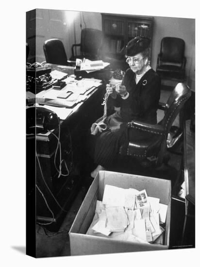 FDR's Secretary of Labor Frances Perkins, Packing Up Souvenirs Including Twine and Box of Letters-Cornell Capa-Stretched Canvas