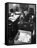 FDR's Secretary of Labor Frances Perkins, Packing Up Souvenirs Including Twine and Box of Letters-Cornell Capa-Framed Stretched Canvas