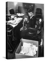FDR's Secretary of Labor Frances Perkins, Packing Up Souvenirs Including Twine and Box of Letters-Cornell Capa-Stretched Canvas