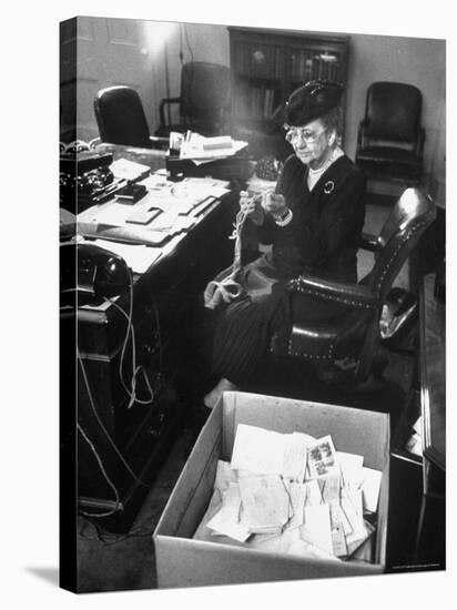 FDR's Secretary of Labor Frances Perkins, Packing Up Souvenirs Including Twine and Box of Letters-Cornell Capa-Stretched Canvas