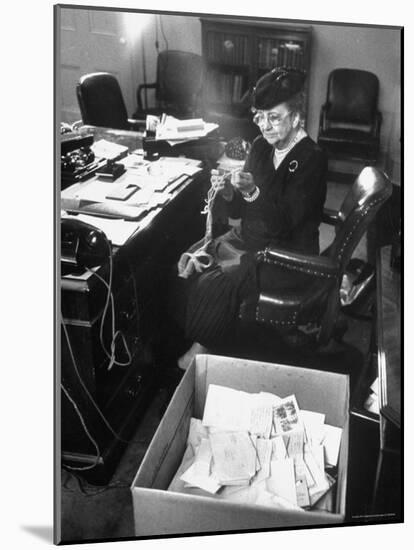 FDR's Secretary of Labor Frances Perkins, Packing Up Souvenirs Including Twine and Box of Letters-Cornell Capa-Mounted Photographic Print