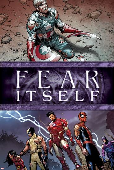 Fear Itself No.6 Cover: Captain America, Iron Man, Spider-Man, Wolverine, Spider Woman and Hawkeye-Steve MCNiven-Lamina Framed Poster