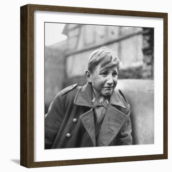 Fearful 15 Year Old German Luftwaffe Crying After Being Taken Prisoner by American Forces-John Florea-Framed Photographic Print