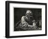 Fearful Miser Guards His Money-null-Framed Art Print