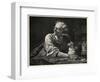 Fearful Miser Guards His Money-null-Framed Art Print