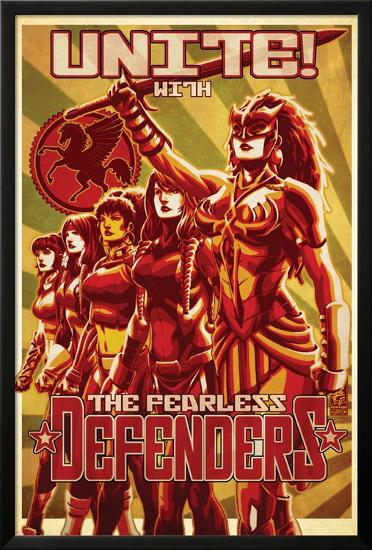 Fearless Defenders #11 Cover: Hippolyta, Moonstar, Misty Knight, Valkyrie, Bloodstone, Elsa-Mark Brooks-Lamina Framed Poster