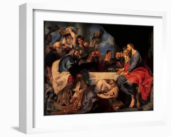 Feast in the House of Simon the Pharisee, C.1620-Peter Paul Rubens-Framed Giclee Print