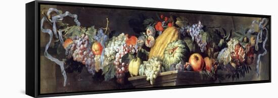 Feast of Fruits and Flowers-Abraham Brueghel-Framed Stretched Canvas