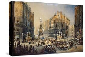 Feast of St Rosalia in Palermo, Watercolor by Pasquale Mattei (1813-1897)-null-Stretched Canvas