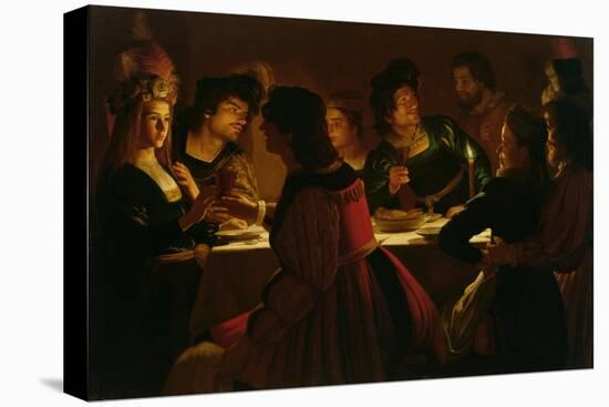 Feast Scene with a Young Married Couple, c.1617-Gerrit van Honthorst-Stretched Canvas