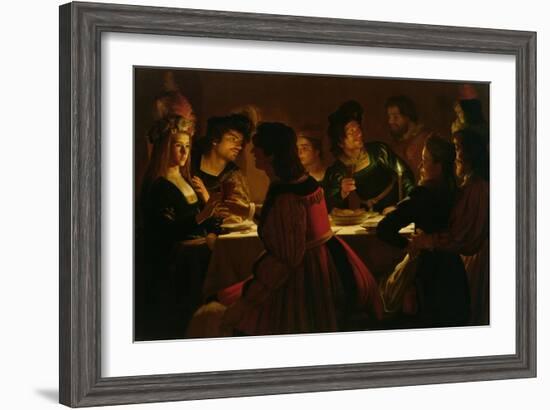 Feast Scene with a Young Married Couple, c.1617-Gerrit van Honthorst-Framed Giclee Print