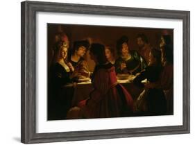 Feast Scene with a Young Married Couple, c.1617-Gerrit van Honthorst-Framed Giclee Print