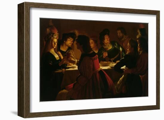 Feast Scene with a Young Married Couple, c.1617-Gerrit van Honthorst-Framed Giclee Print