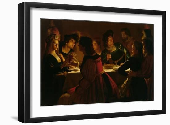 Feast Scene with a Young Married Couple, c.1617-Gerrit van Honthorst-Framed Giclee Print