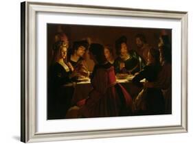 Feast Scene with a Young Married Couple, c.1617-Gerrit van Honthorst-Framed Giclee Print