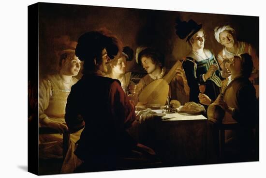 Feast with a Lute Player, c.1620-Gerrit van Honthorst-Stretched Canvas