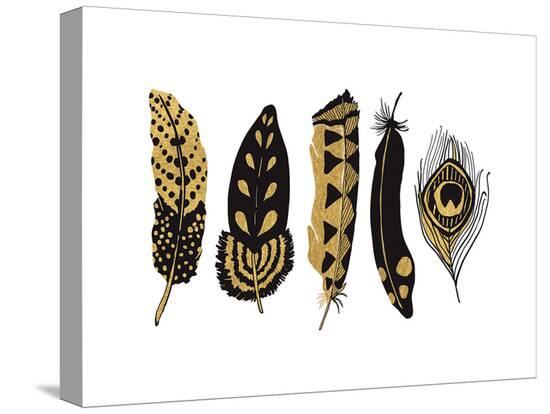 Feather Collection I - Luxe-Sandra Jacobs-Stretched Canvas