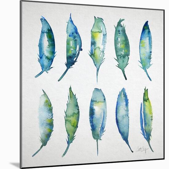 Feather Watercolor-Cat Coquillette-Mounted Giclee Print