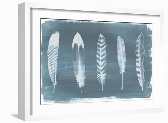 Feathers on Dusty Teal II-Grace Popp-Framed Art Print