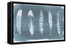 Feathers on Dusty Teal II-Grace Popp-Framed Stretched Canvas