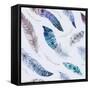 Feathers Pattern. Watercolor Elegant Background. Watercolour Color Organic Design Print. Seamless R-krisArt-Framed Stretched Canvas