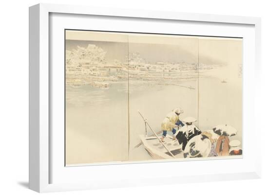 February: Matsuchiyanma Hill at Dusk in Snow, March 1896-Kobayashi Kiyochika-Framed Giclee Print