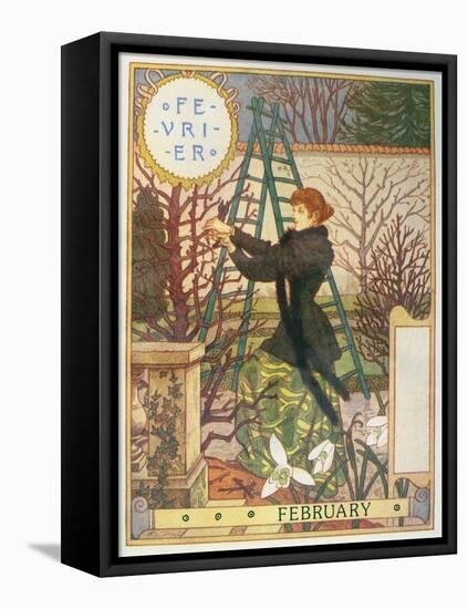 February-Eugene Grasset-Framed Stretched Canvas