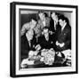 Federal and State Men Looking at Counterfeit Money Seized in Chicago, Feb, 2, 1952-null-Framed Photo