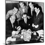 Federal and State Men Looking at Counterfeit Money Seized in Chicago, Feb, 2, 1952-null-Mounted Photo