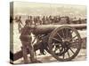 Federal Artillery during the American Civil War (1861-65) (B/W Photo)-Mathew Brady-Stretched Canvas