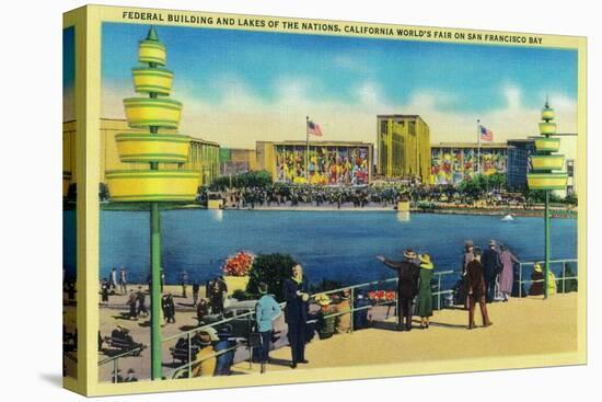 Federal Building and Lakes of the Nations, World's Fair - San Francisco, CA-Lantern Press-Stretched Canvas