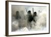 Federal Police Officers Stand Amidst Tear Gas During Operation Outside Oaxaca University-Daniel Aguilar-Framed Photographic Print