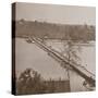 Federal Pontoon Bridge over the Appomattox (B/W Photo)-Mathew Brady-Stretched Canvas