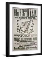 Federal Recruiting Poster For 69th Regiment, Appealing to Irish Immigrants-null-Framed Giclee Print