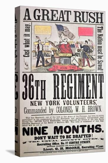 Federal Recruiting Poster for the 36th Regiment, New York Volunteers-American School-Stretched Canvas