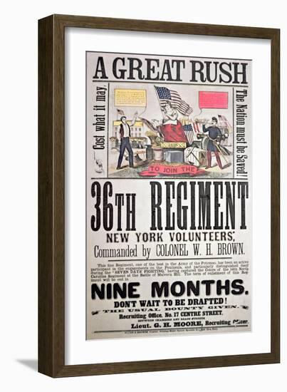 Federal Recruiting Poster for the 36th Regiment, New York Volunteers-American School-Framed Giclee Print