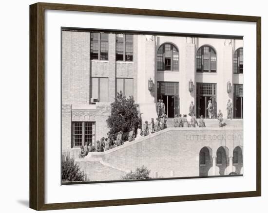 Federal Troops Escorting African American Students into School During Integration-Ed Clark-Framed Photographic Print