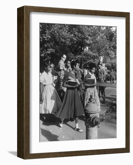 Federal Troops Escorting African American Students to School During Integration-Ed Clark-Framed Photographic Print