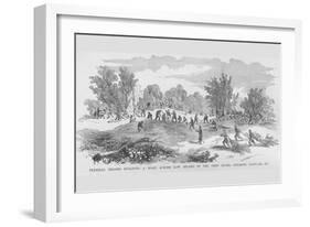 Federals Build a Road across Low Island on the Ohio River-Frank Leslie-Framed Art Print