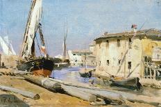 Boats in Harbor-Federico Andreotti-Stretched Canvas