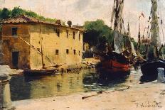 Boats in Harbor-Federico Andreotti-Stretched Canvas