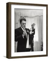 Federico Fellini and the Marionette, Rome 1960-Angelo Cozzi-Framed Photographic Print