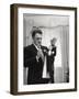 Federico Fellini and the Marionette, Rome 1960-Angelo Cozzi-Framed Photographic Print