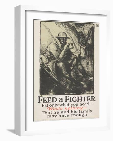 "Feed a Fighter: Eat Only What You Need--Waste Nothing" Poster, 1918-Wallace Morgan-Framed Giclee Print