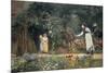 Feeding a Pony in a Surrey Garden-Edward Killingworth Johnson-Mounted Giclee Print